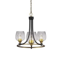 Paramount Uplight, 3 Light, Chandelier In Matte Black And Brass Finish With 6