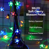 Lightop Flower Fairy Lights Battery Operated String Lights 30Led Cherry Blossom Waterproof Indoor Easter Decoration For Camping