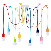 Michalla 8 Lights Spider Lamps E26 Edison Bulb Style, Diy Pendant Light Fixtures, Children'S Fun Colorful Chandelier, Simple Ceiling Pendant Lights For Girls Boys Room, Playroom, Study