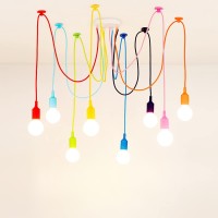 Michalla 8 Lights Spider Lamps E26 Edison Bulb Style, Diy Pendant Light Fixtures, Children'S Fun Colorful Chandelier, Simple Ceiling Pendant Lights For Girls Boys Room, Playroom, Study