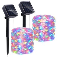 Lightop Solar String Lights Outdoor 2 Pack 33Ft 100Led Copper Wire Fairy Light Waterproof Decoration For Wedding Party Terrace Y