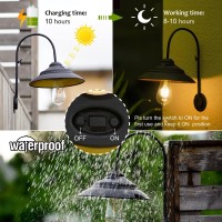 Goodeco Solar Barn Light - Waterproof Metal Motion Sensor Outdoor Lights With Clear Glass Led Edison Bulb, 3 Solar Panels & 2 Lighting Modes, Easy Installation, House Warming Or Dad Gifts (Black)