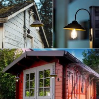 Goodeco Solar Barn Light - Waterproof Metal Motion Sensor Outdoor Lights With Clear Glass Led Edison Bulb, 3 Solar Panels & 2 Lighting Modes, Easy Installation, House Warming Or Dad Gifts (Black)