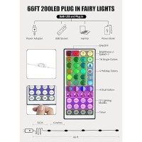 Minetom Upgraded Color Changing Fairy String Lights 66 Ft 200 Led 24 Colors Usb Silver Wire Lights With Remote And Timer For D