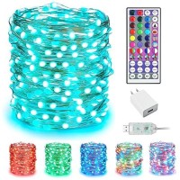 Minetom Upgraded Color Changing Fairy String Lights 66 Ft 200 Led 24 Colors Usb Silver Wire Lights With Remote And Timer For D