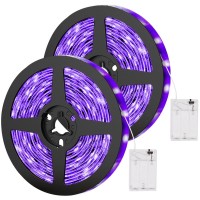 Icreating Uv Led Strip Lights - 20Ft Battery Powered Led Black Light Strips 5V Uv Blacklight Strip, Uv Black Light Led Strips Kit With Non-Waterproof Super Bright Uv Led Light Strip, Battery Case