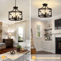 Wbindx 4Light Farmhouse Chandelier Modern Hanging Pendant Lighting Convertible Semi Flush Mount Ceiling Light Fixture Rustic