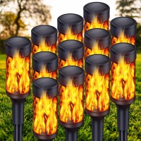 Bonlion 12 Pack Solar Outdoor Lights, Extra-Bright Solar Torch Lights With Dancing Flickering Flames For Garden Halloween Decorations Outdoor, Waterproof Yard Decor Halloween Lights For Pathway Patio