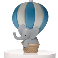 Light up your childs room with a soft glow with this custom hot air balloon lamp and shade It is made of a 2dimensional resin is hand painted and the total height is approximately 11 The wide stripe hot air balloon is carrying a cute gray elephant in the 