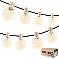 Lanova Lite Indoor String Lights 48Ft(24X2),Dimmable Globe String Lights With 40 Bulbs,Decorative Hanging Bulb Lights For Bedroom,Parties,Porch