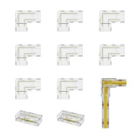 Pautix 8Mm Cob Connector 8Pcs Lshapedcorner Connector Unwired Clips Solderless Adapter Terminal Extension Connection 2Pcs Tran