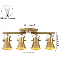 Keesfu 4Light Track Lighting Kit Gold Finish Flush Mount Ceiling Spotlight With 4 Rotatable Light Heads Modern Accent Lightin