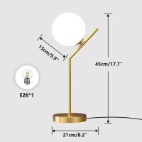 Fulesi Globe Table Lamp 1 Light Brass Glass Globe Table Lamp Contemporary Metal Table Lamp Bedside Table Lamp With Milky White Glass Lampshade Bedroom Living Room Study Room (H17.7)