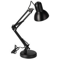 Edo, Pixi Black E27 Desk Lamp Base + Clip Including Table Lamp, Adjustable Articulated Arm Architect Work Light With Clamp Classic Home Reading Lamp Edo777535