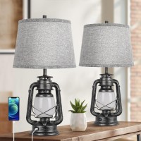 Set Of 2 Table Lamps For Bedrooms 3Way Dimmable Touch Bedside Nightstand Lamps With Usb Port Farmhouse Lamps For Living Room