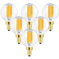 Dimmable G16.5 Led Bulbs,E12 Edison Led Light Bulbs,6W Equal 60 Watt Light Bulb,600Lm,Warm White 2700K,G50 Globe Light Bulb For Pendant,Vintage Led Filament Candle Round Bulb With Decorative,6Pack