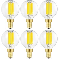 Leools Dimmable G16.5 Led Bulb E12 G16 1/2 Led Candelabra Bulb 60W Led Edison Bulb 4000K Neutral White 600Lm Ac120V 6W G50 Led Globe Bulb For Chandelier,Vanity And Ceiling Fan Light Bulbs 6Pack