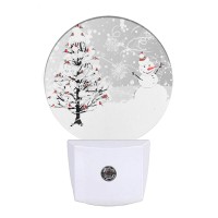 Ekobla Snowman Night Light Winter Snowflakes Cardinals Birds On Snowy Christmas Tree Night Lights Plug Into Wall Dusk To Dawn Le