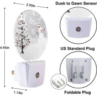 Ekobla Snowman Night Light Winter Snowflakes Cardinals Birds On Snowy Christmas Tree Night Lights Plug Into Wall Dusk To Dawn Le