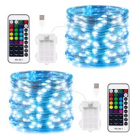 Minetom Fairy Lights Battery Operated, 33 Feet 100 Leds Color Changing Twinkle Lights With Remote And Waterproof 3Aa Battery Case For Bedroom Wedding Party Christmas,2 Pack