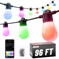 Addlon 96Ft Rgbw Smart Outdoor Christmas String Lights With App Control, Customize Color Patio Lights With 30 Dimmable Led Bulbs Waterproof Shatterproof For Patio, Porch