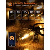 Addlon Smart Outdoor String Lights, 100Ft App Control G40 Globe Patio Lights Work With Alexa & Google Assistant, 52 Dimmable Shatterproof And Weatherproof Led Bulbs (2 Spare) For Christmas Decorations