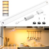 Wobane Under Cabinet Lighting 24 Inch Plug In Led Counter Light Bar Hand Wave Activated Touchless Dimmable For Kitchen Cabine