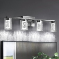 Bathroom Light Fixtures 4 Light Brushed Nickel Vanity Light Over Mirror 3 Color Led Bathroom Vanity Lights With Crystal Bubble