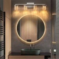 Bathroom Light Fixtures 4 Light Brushed Nickel Vanity Light Over Mirror 3 Color Led Bathroom Vanity Lights With Crystal Bubble