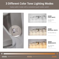 Stambord Bathroom Light Fixtures 5 Light Brushed Nickel Bathroom Vanity Light Over Mirror 3 Color Led Vanity Lights With Cryst