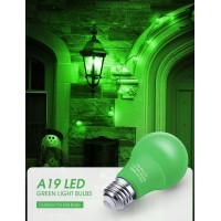 Woxeon 4 Pack A19 Green Led Light Bulbs 9W Equivalent Outdoor Party Christmas Halloween Home Holiday Lighting