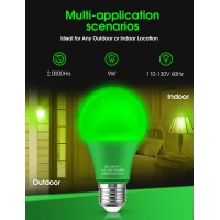 Woxeon 4 Pack A19 Green Led Light Bulbs 9W Equivalent Outdoor Party Christmas Halloween Home Holiday Lighting