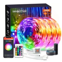 Daybetter Smart Wifi Led Lights, Tuya App Controlled, Work With Alexa And Google Assistant, Timer Schedule, Rgb Strip Color Changing Dcor For Bedroom Party Kitchen, 200Ft