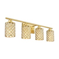 Niloah 4 Light Gold Bathroom Light Fixtures Modern Farmhouse Vanity Light Bathroom Lights Over Mirror Crystal Vanity Lighting