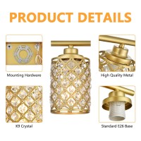 Niloah 3 Light Gold Bathroom Light Fixtures Modern Farmhouse Vanity Light Bathroom Lights Over Mirror Crystal Vanity Lighting