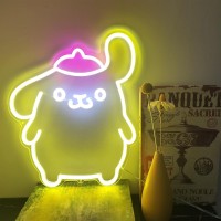 Kimineon Pom Purin Neon Sign Anime Light 3D Wall Art Cute Led For Bedroom Game Room Apartment Japanese Cartoon Dog Lamp Decor