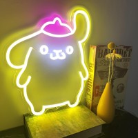 Kimineon Pom Purin Neon Sign Anime Light 3D Wall Art Cute Led For Bedroom Game Room Apartment Japanese Cartoon Dog Lamp Decor