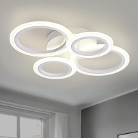 Vikaey Modern Led Flush Mount Ceiling Light 4 Rings White Close To Ceiling Light Lighting Fixture Ceiling Lamp For Kitchen Li