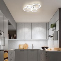 Vikaey Modern Led Flush Mount Ceiling Light 4 Rings White Close To Ceiling Light Lighting Fixture Ceiling Lamp For Kitchen Li