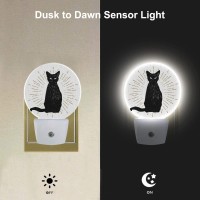 Ekobla Black Cat Night Light Cool Animal Halloween Night Lights Plug Into Wall Dusk To Dawn Sensor Night Lamp Led Gifts For Men