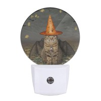 Ekobla Halloween Bats Cat Led Night Light Autumn Maple Leaves Dusk To Dawn Night Lamp Auto Sensor For Home Indoor Bathroom Hallw