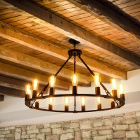 Senyshilon Wagon Wheel Chandelier 15Light Farmhouse Chandelier Dia 40 Black Modern Chandeliers For Dining Room Industrial D