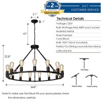 Senyshilon Wagon Wheel Chandelier 15Light Farmhouse Chandelier Dia 40 Black Modern Chandeliers For Dining Room Industrial D