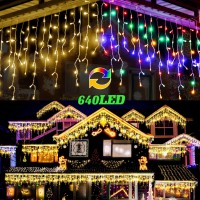 640 Led Led Icicle Christmas Lights Outdoor Total 285Ft Icicle String Lights Christmas Tree Lights Multicolor Icicle Christmas Lights Christmas Decorations Holiday Wedding Party Outdoor (Multicolor)