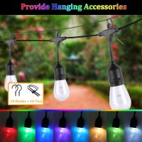 Dott Arts 100Ft Outdoor String Lights With Dimmable Remotes,Rgb Outdoor Lights For Patio Lights Outdoor Waterproof With 32 Plastic Bulbs,Led String Lights Outdoor Decor For Bistro Backyard