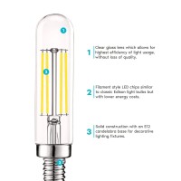 Luxrite Vintage E12 Led Bulb 60W Equivalent T6 T65 5000K Bright White 500 Lumens Dimmable Candelabra Led Tube Bulbs 5W C