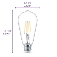 Philips Led Vintage Flicker-Free Clear Spiral St19 Bulb - Soft White 2700K - 4 Pack - 8W=75W - 800 Lumen - E26 Base - Dimmable - Eye Comfort Technology