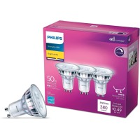 Philips Led Mr16,Dimmable, Flicker-Free, Eye Comfort Technology, 380 Lumen, Bright White (5000), 4W=50W, T20 Certified, 3Pk