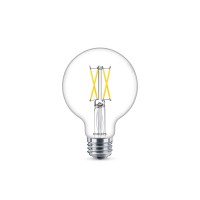 Philips Led Flickerfree Dimmable Daylight 5000K G25 Clear Glass Light Bulb 500 Lumen 55W60W 4Pack 2 Countpack Packagi