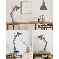 Elyona Led Desk Lamp With Wireless Charger Sapele Wood Reading Light With Usb C Charging Port Swing Arm Table Lamp For Home Of